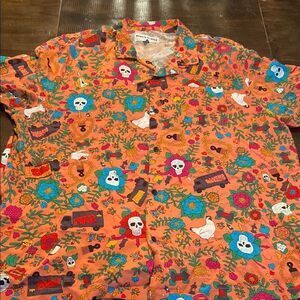 Roberto Lugo All Gender Floral Skulls and Trucks rayon Button Down Shirt Size 3x